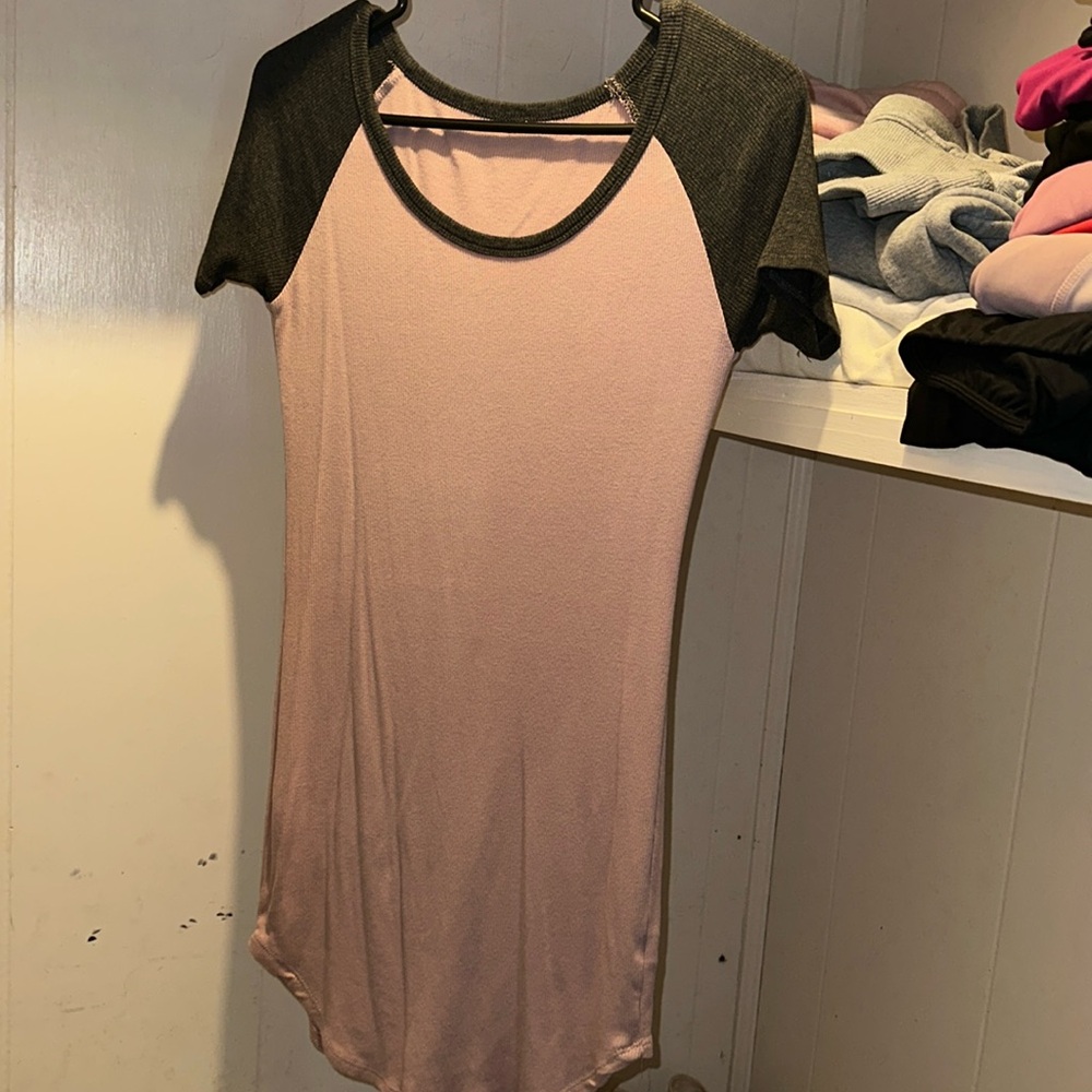Long skin tight dress,pink and grey